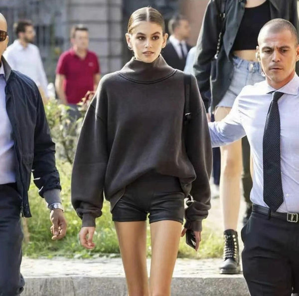 Lazy Solid Color Loose Oversized Sweater - Amazitshop