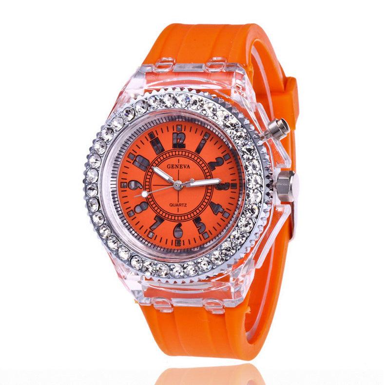 LED Luminous Watches Geneva Women Quartz Watch Women Ladies Silicone Bracelet Watches - Amazitshop