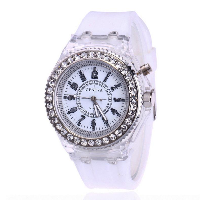 LED Luminous Watches Geneva Women Quartz Watch Women Ladies Silicone Bracelet Watches - Amazitshop