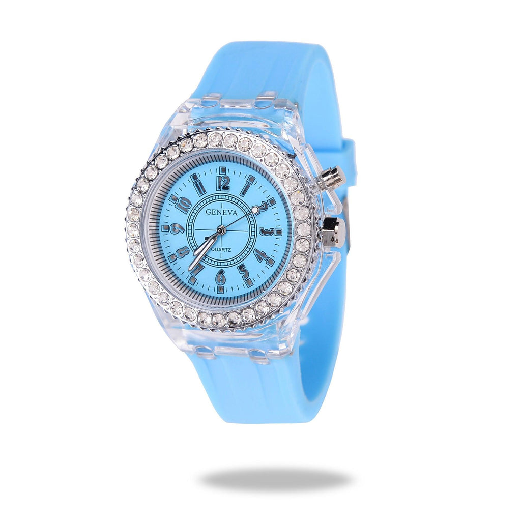LED Luminous Watches Geneva Women Quartz Watch Women Ladies Silicone Bracelet Watches - Amazitshop