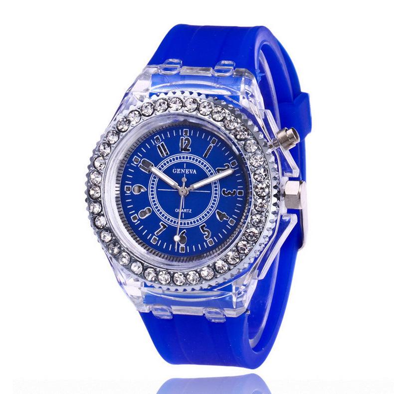 LED Luminous Watches Geneva Women Quartz Watch Women Ladies Silicone Bracelet Watches - Amazitshop
