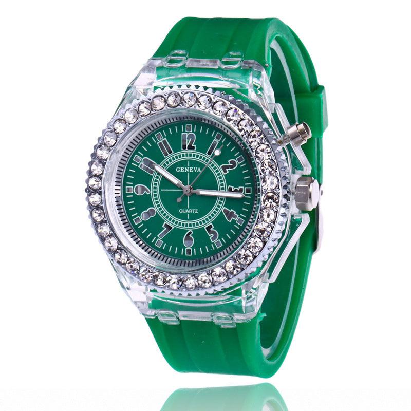 LED Luminous Watches Geneva Women Quartz Watch Women Ladies Silicone Bracelet Watches - Amazitshop