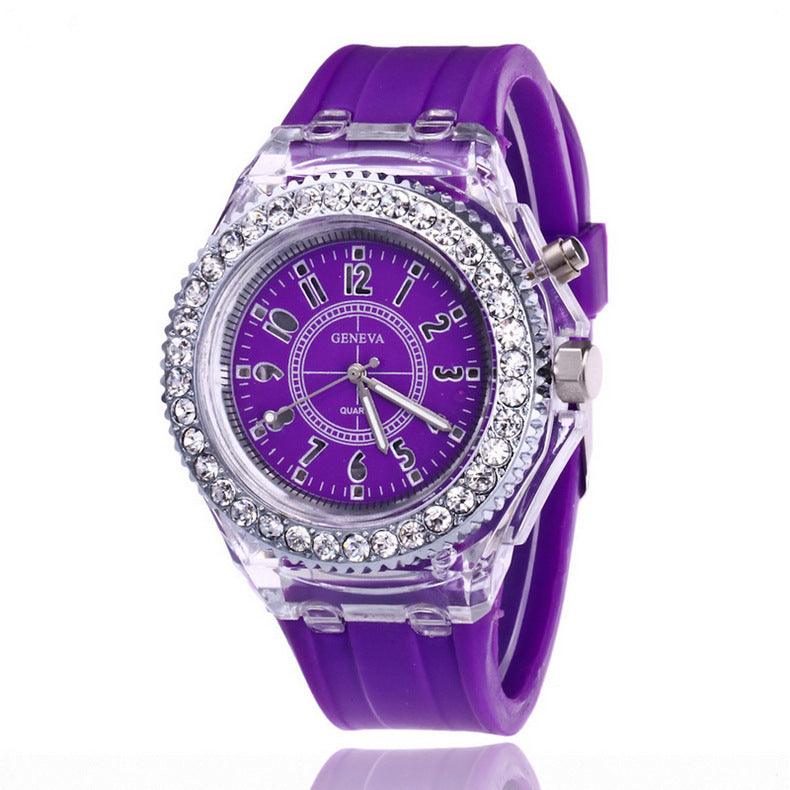 LED Luminous Watches Geneva Women Quartz Watch Women Ladies Silicone Bracelet Watches - Amazitshop
