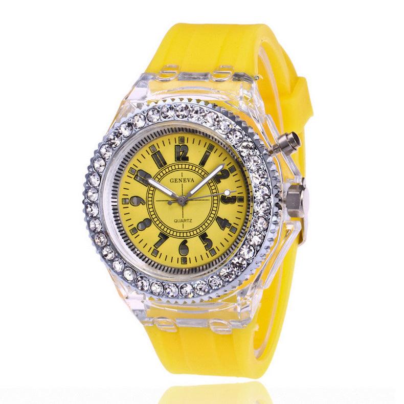 LED Luminous Watches Geneva Women Quartz Watch Women Ladies Silicone Bracelet Watches - Amazitshop