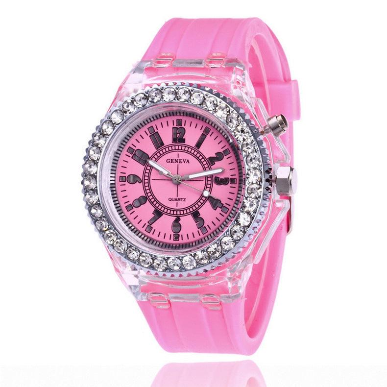 LED Luminous Watches Geneva Women Quartz Watch Women Ladies Silicone Bracelet Watches - Amazitshop