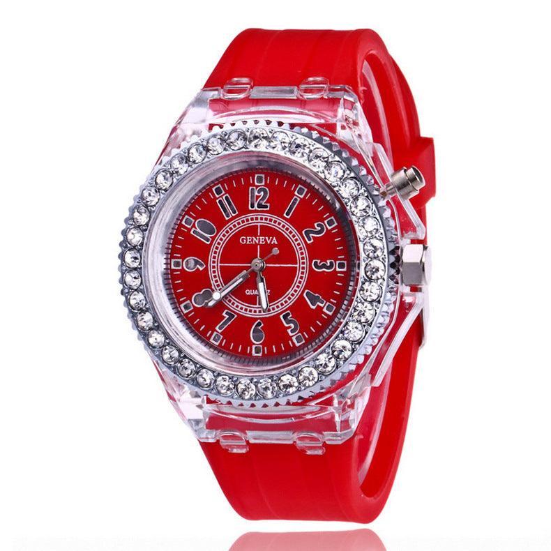 LED Luminous Watches Geneva Women Quartz Watch Women Ladies Silicone Bracelet Watches - Amazitshop