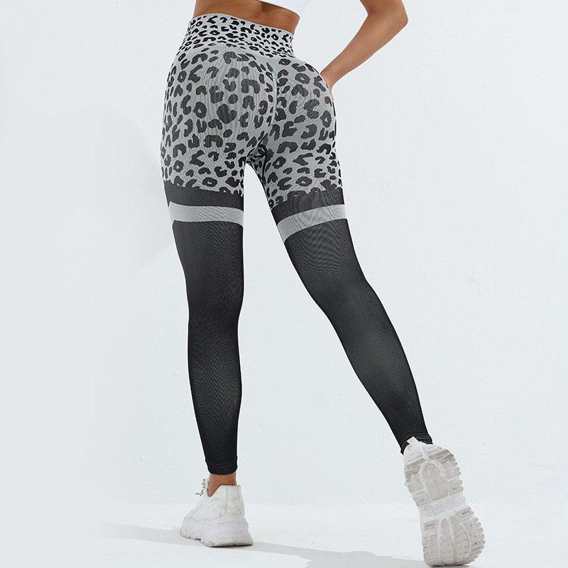 Leopard Print Fitness Pants For Women High Waist Butt Lifting Seamless Leggings Elastic Running Sport Training Yoga Pants Gym Outfits Clothing - Amazitshop