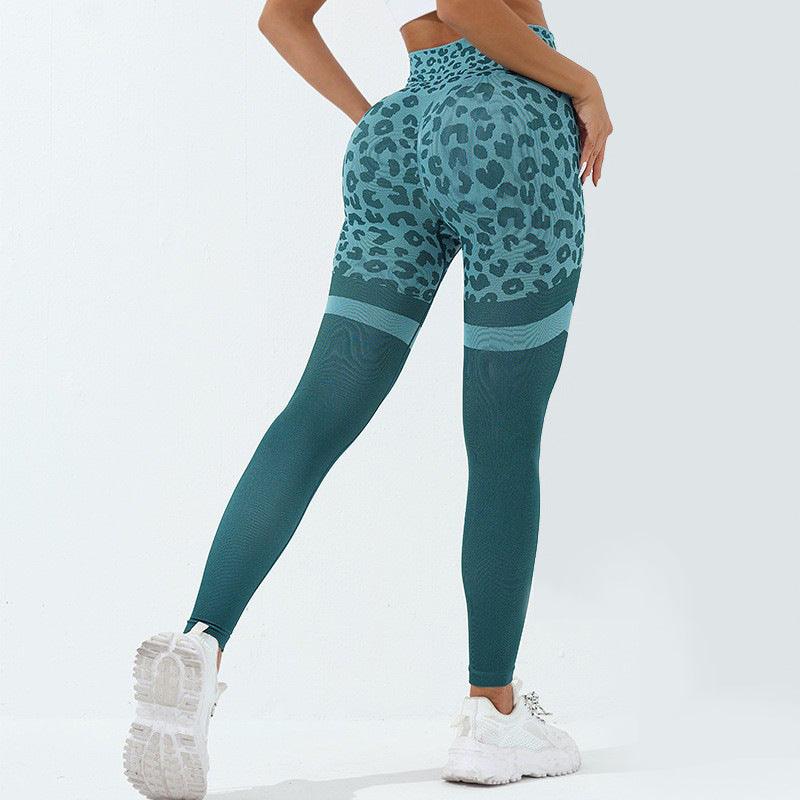 Leopard Print Fitness Pants For Women High Waist Butt Lifting Seamless Leggings Elastic Running Sport Training Yoga Pants Gym Outfits Clothing - Amazitshop