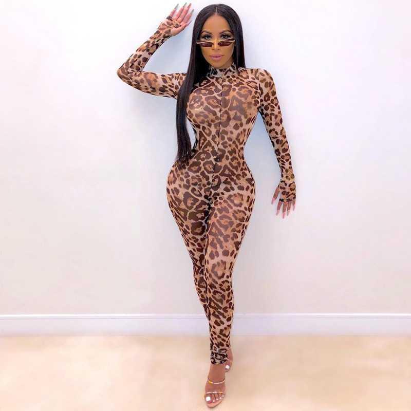 Leopard Print Jumpsuit Slim Fit Sexy Leggings Ladies Jumpsuit Women - Amazitshop