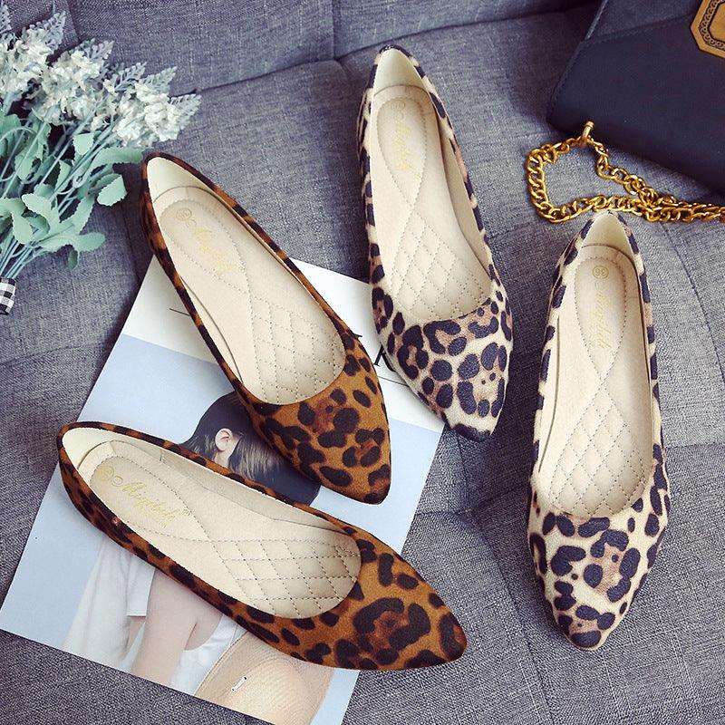 Leopard - print pointed toe flats - Amazitshop