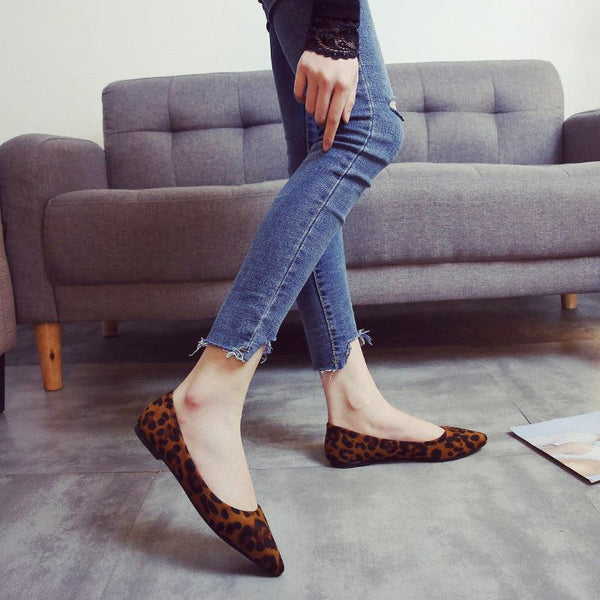 Leopard - print pointed toe flats - Amazitshop