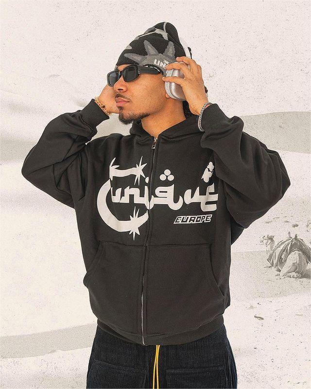 Letter Print Men's And Women's Hoodies Cardigan Zipper Sweater - Amazitshop