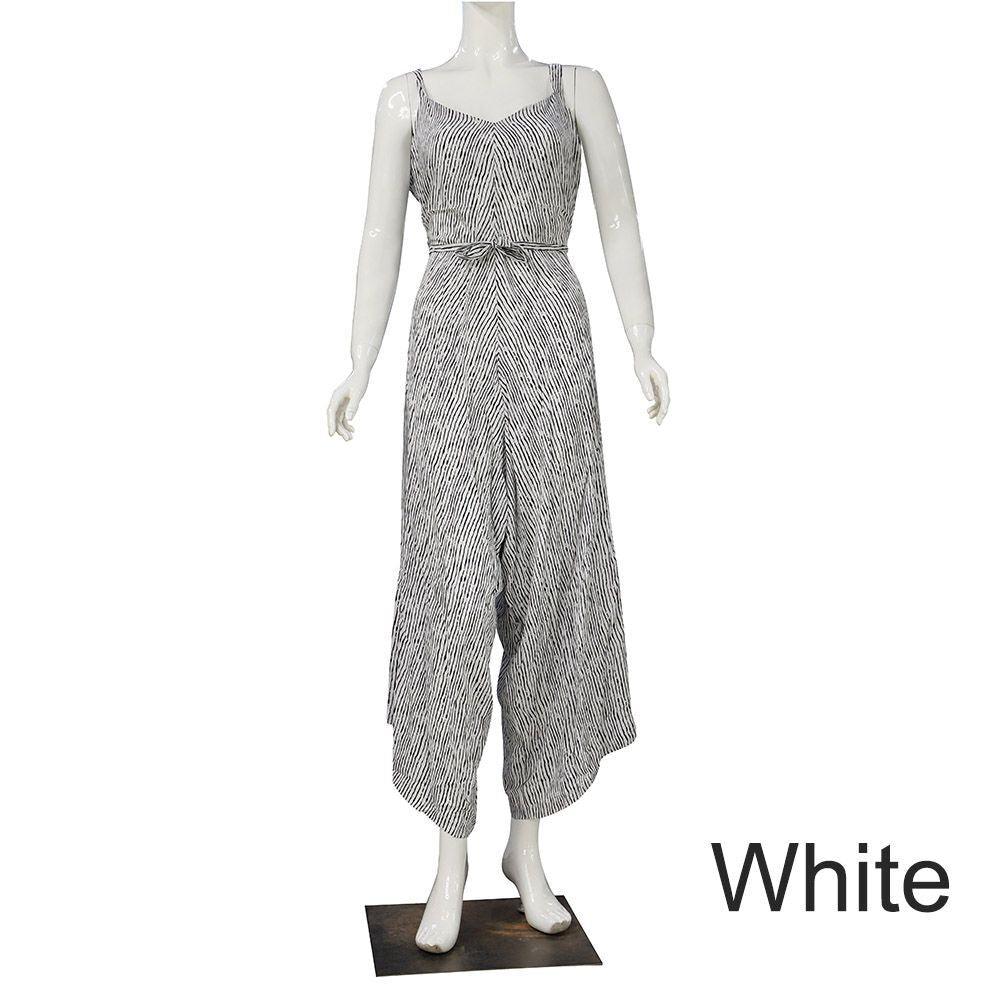 Light Ripe Women's Striped Suspenders Loose One - piece Cropped Pants - Amazitshop