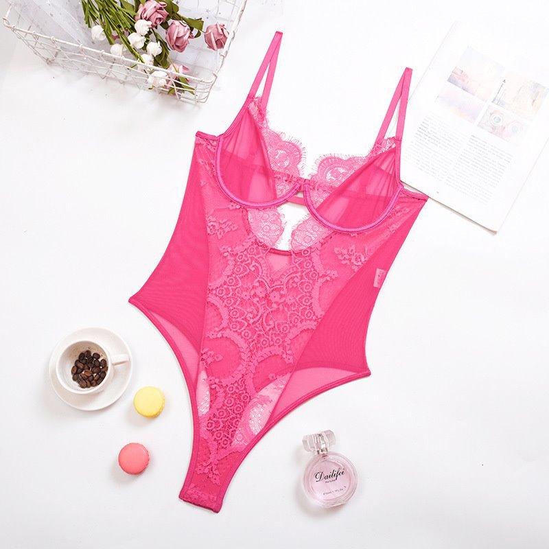 Lingerie Lace Lace Mesh Sling Bodysuit - Amazitshop