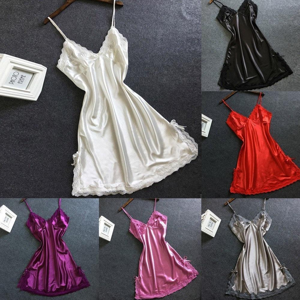 Lingerie Nighty Silk Dress Sleep Wear Nightdress Clothes - Amazitshop