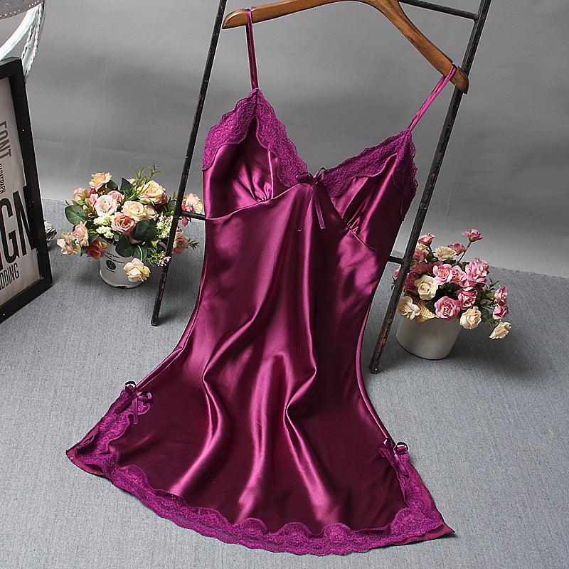 Lingerie Nighty Silk Dress Sleep Wear Nightdress Clothes - Amazitshop