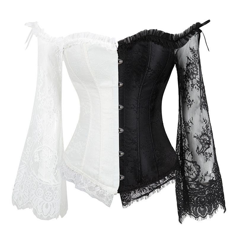 Lingerie Women Corset Bustier Top Nightclub Clothing Steampunk Gothic Lace Long Sleeves Corsets Costume - Amazitshop