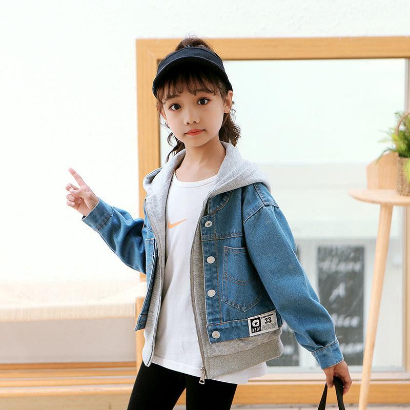 Little Girl Hooded Fake Two - piece Blouse Autumn Children's Jacket - Amazitshop