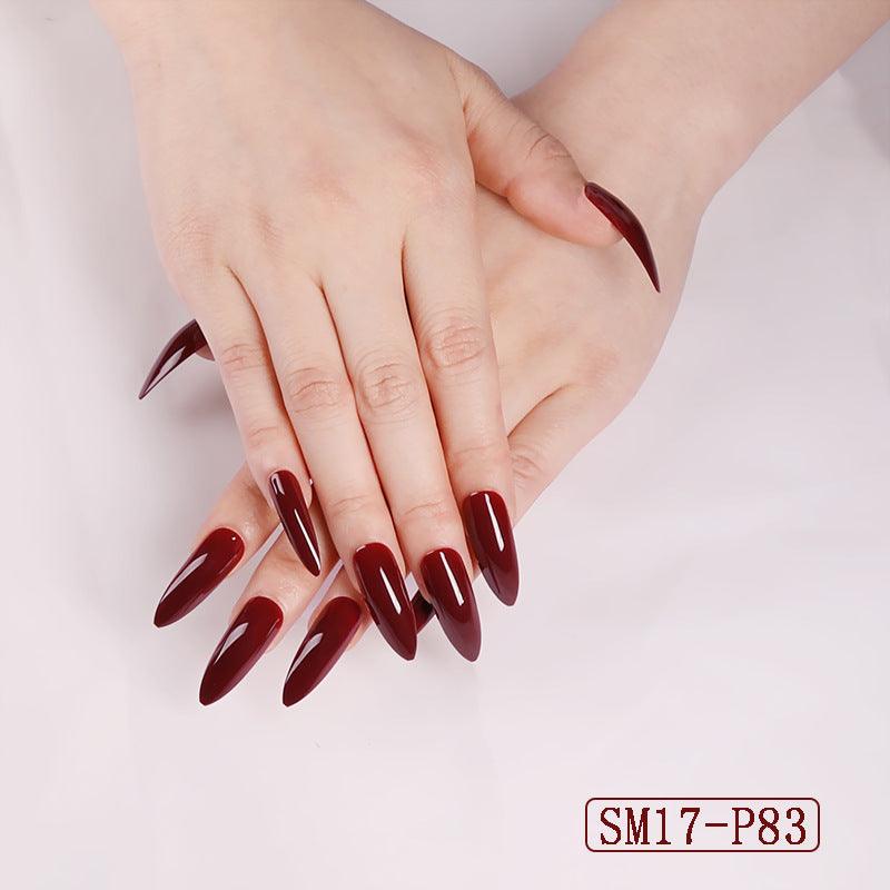 Long Pointed False Nails Solid Color Nails Salon Nails Almond Nail Patches Finger Nails - Amazitshop
