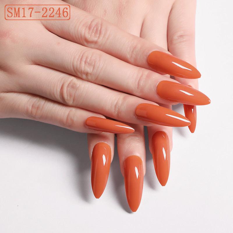 Long Pointed False Nails Solid Color Nails Salon Nails Almond Nail Patches Finger Nails - Amazitshop