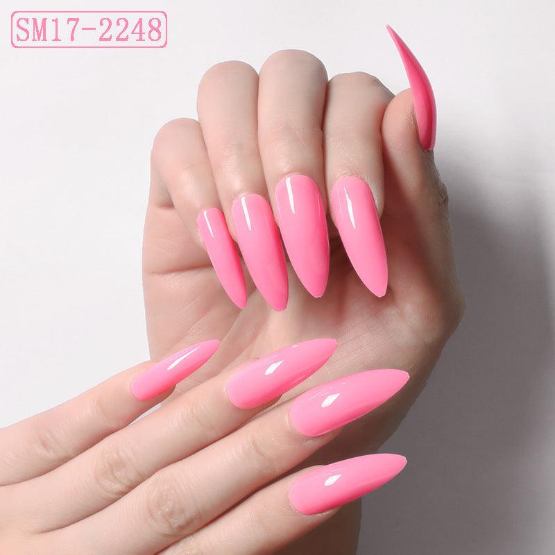 Long Pointed False Nails Solid Color Nails Salon Nails Almond Nail Patches Finger Nails - Amazitshop