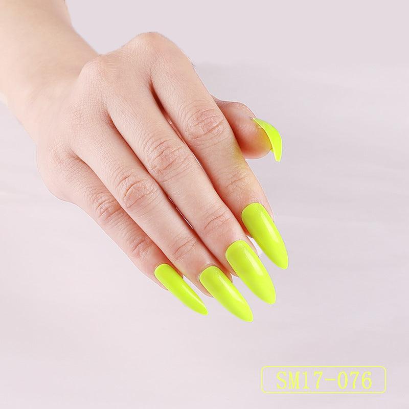 Long Pointed False Nails Solid Color Nails Salon Nails Almond Nail Patches Finger Nails - Amazitshop