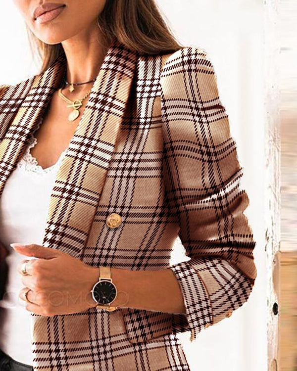 Long Sleeve Double Breasted Blazer Jacket Women - Amazitshop