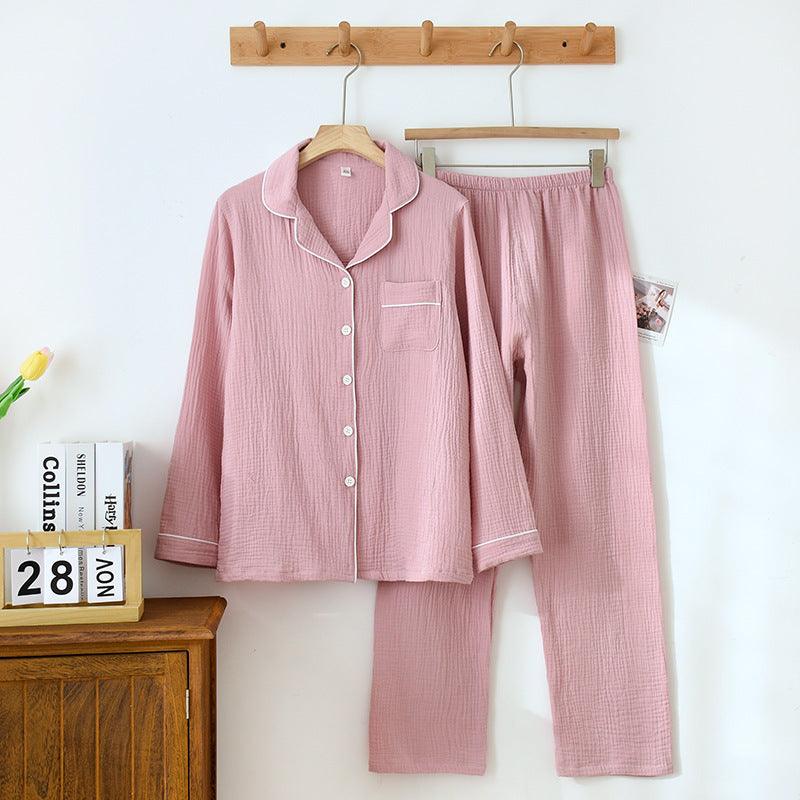 Long Sleeve Pajamas Men's And Women's Cotton Loose Outfit - Amazitshop