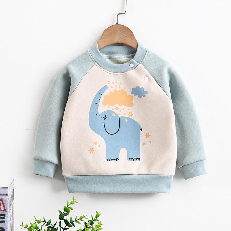 Long - sleeved pullover warm fleece thickened children's sweater - Amazitshop