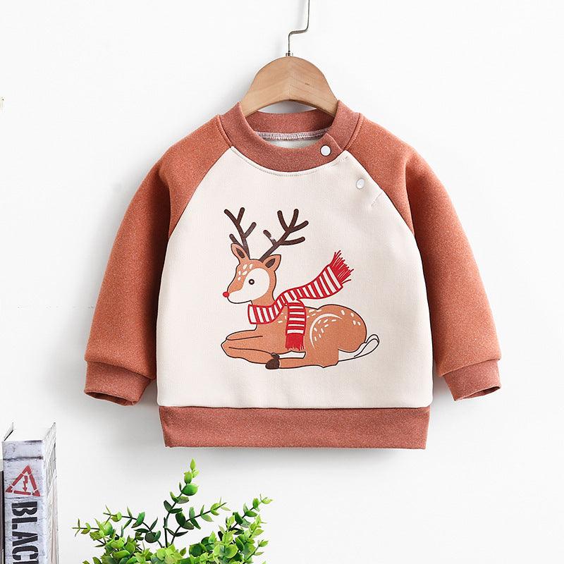 Long - sleeved pullover warm fleece thickened children's sweater - Amazitshop