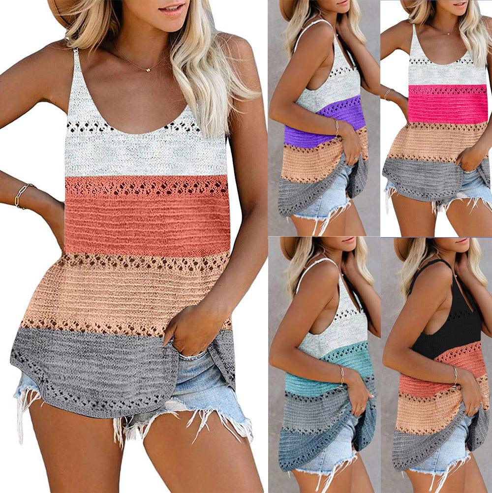 Loose Camisole Knit Beach Top Women Beachwear - Amazitshop
