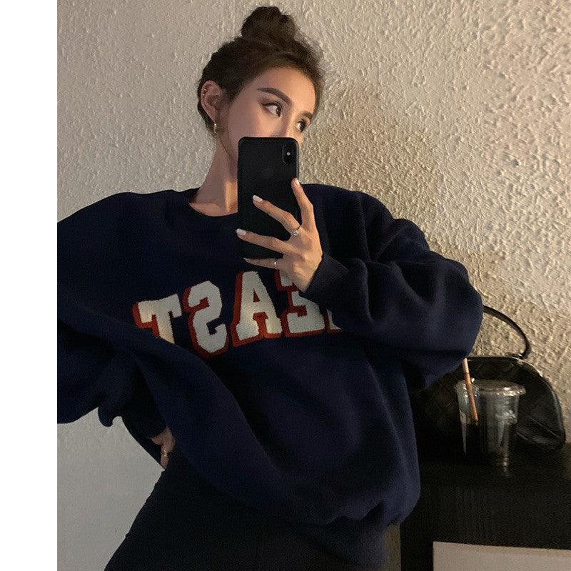 Loose Casual Women's Round Neck Pullover Sweater - Amazitshop