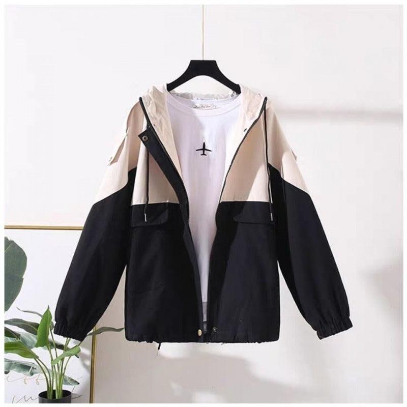 Loose Hooded Color Matching Workwear Ins Jacket - Amazitshop