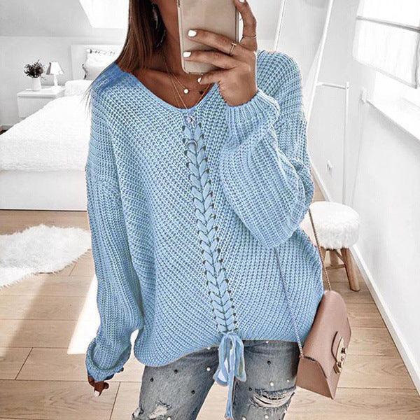 Loose knit tops for women's sweaters - Amazitshop