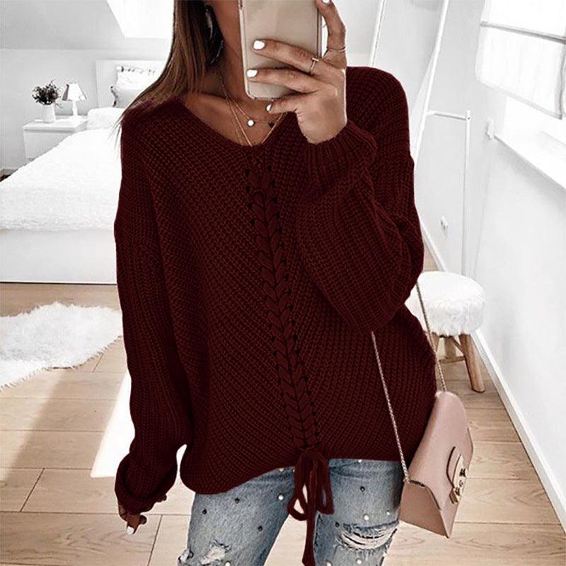 Loose knit tops for women's sweaters - Amazitshop