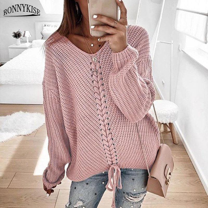 Loose knit tops for women's sweaters - Amazitshop