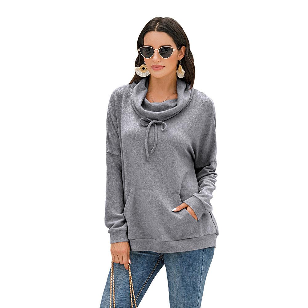 Loose long - sleeved solid color pullover sweater - Amazitshop