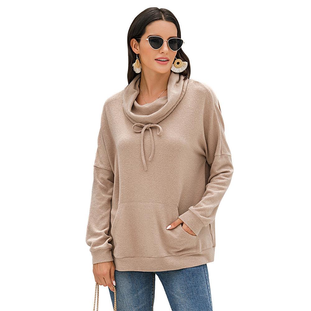 Loose long - sleeved solid color pullover sweater - Amazitshop