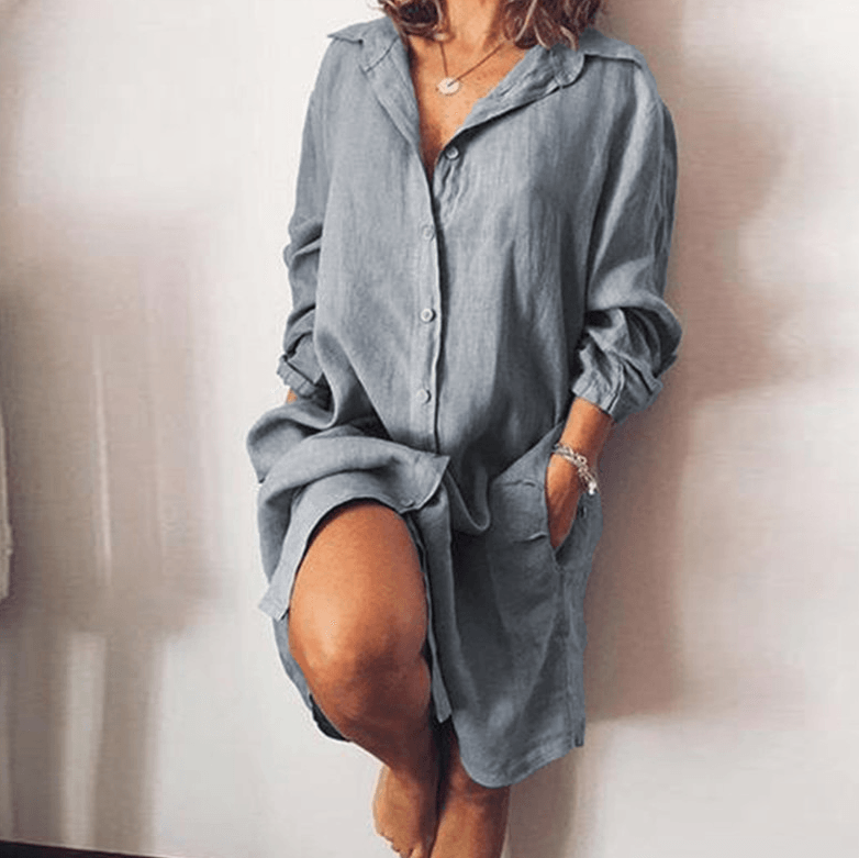 Loose Mid Length Shirts Women Dress Cover - ups Tunics For Mini Dress - Amazitshop