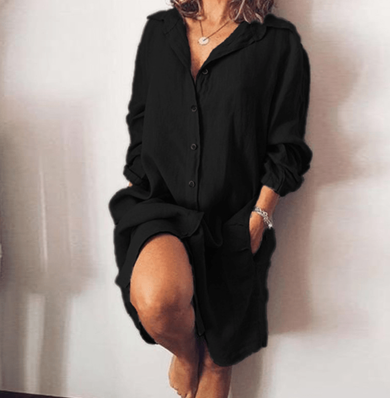 Loose Mid Length Shirts Women Dress Cover - ups Tunics For Mini Dress - Amazitshop