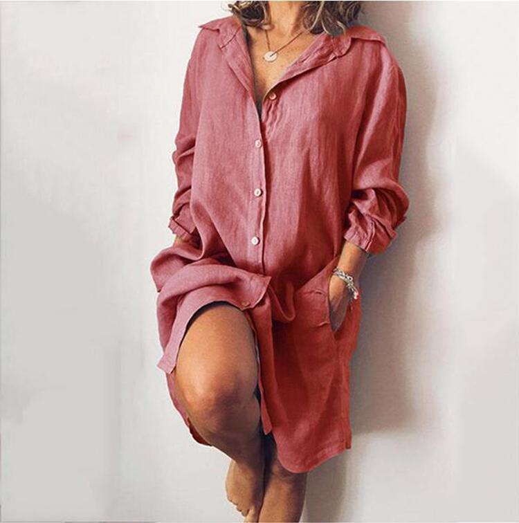 Loose Mid Length Shirts Women Dress Cover - ups Tunics For Mini Dress - Amazitshop