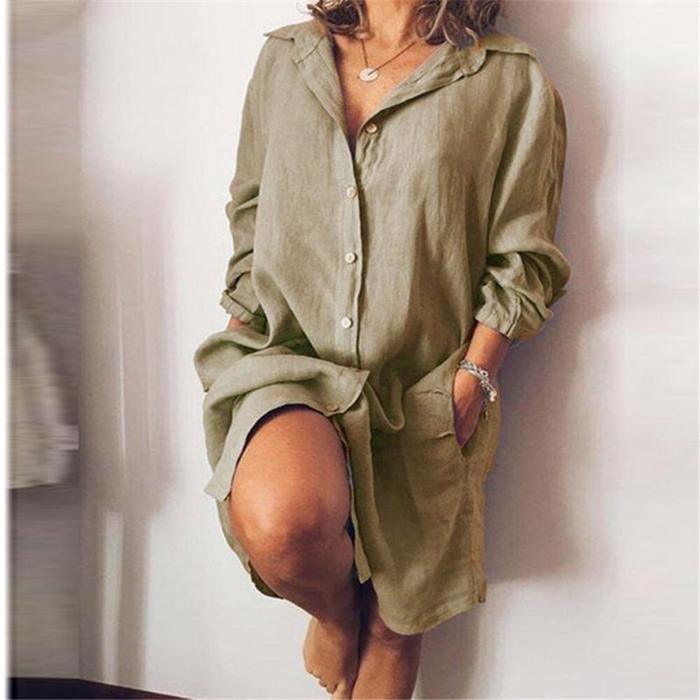 Loose Mid Length Shirts Women Dress Cover - ups Tunics For Mini Dress - Amazitshop