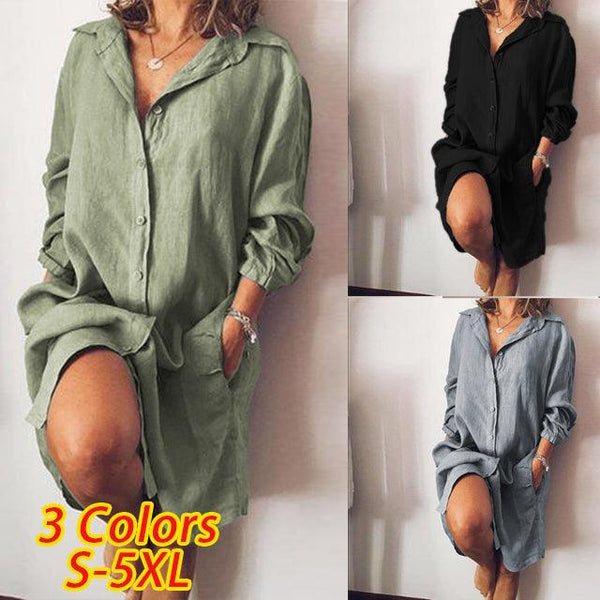 Loose Mid Length Shirts Women Dress Cover - ups Tunics For Mini Dress - Amazitshop