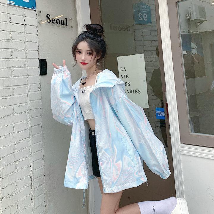 Loose Tie - dye Gradient Color Jacket Thin Sunscreen Clothing - Amazitshop