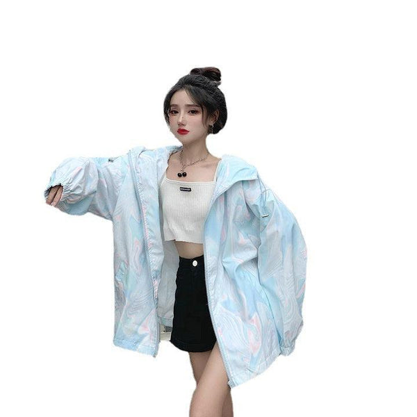 Loose Tie - dye Gradient Color Jacket Thin Sunscreen Clothing - Amazitshop