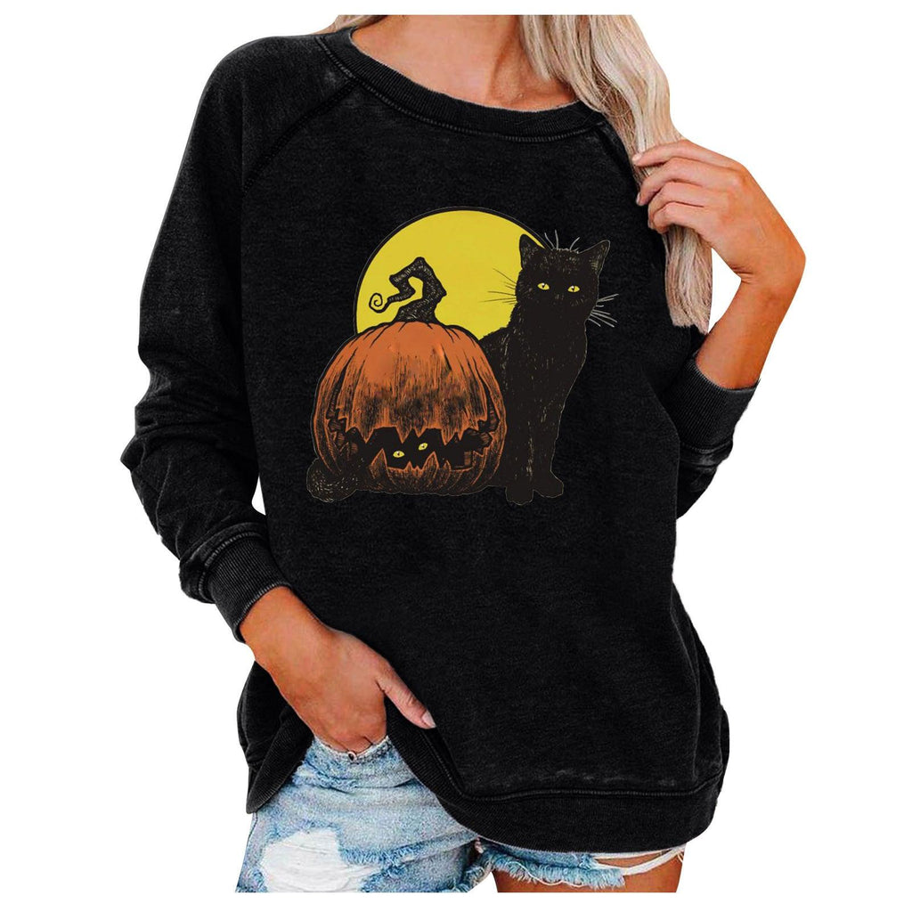 Loose Women's Tops Halloween Themed Sweatshirts - Amazitshop