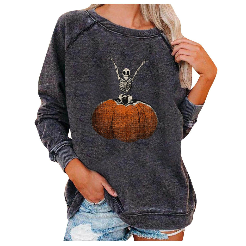 Loose Women's Tops Halloween Themed Sweatshirts - Amazitshop