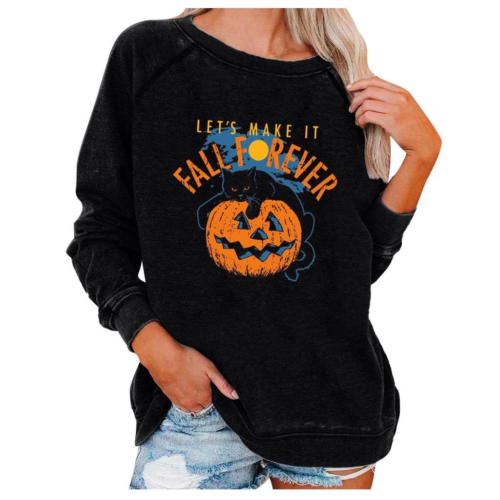 Loose Women's Tops Halloween Themed Sweatshirts - Amazitshop