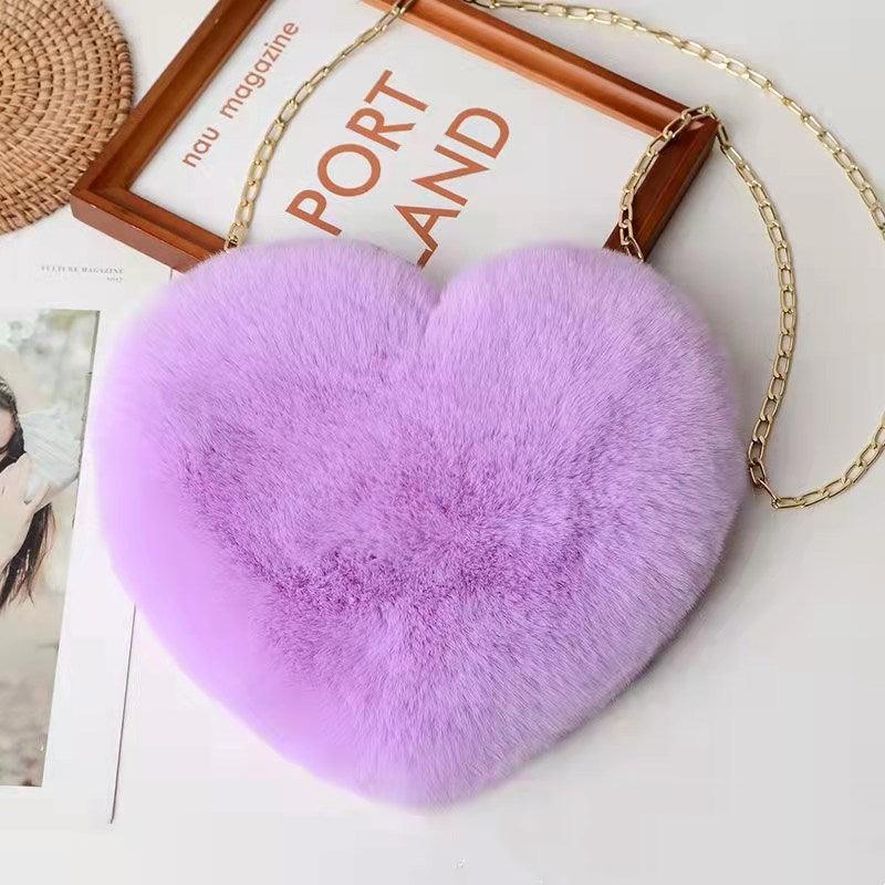 Love Bags For Women Plush Chain Shoulder Bags Valentine's Day Party Bag - Amazitshop