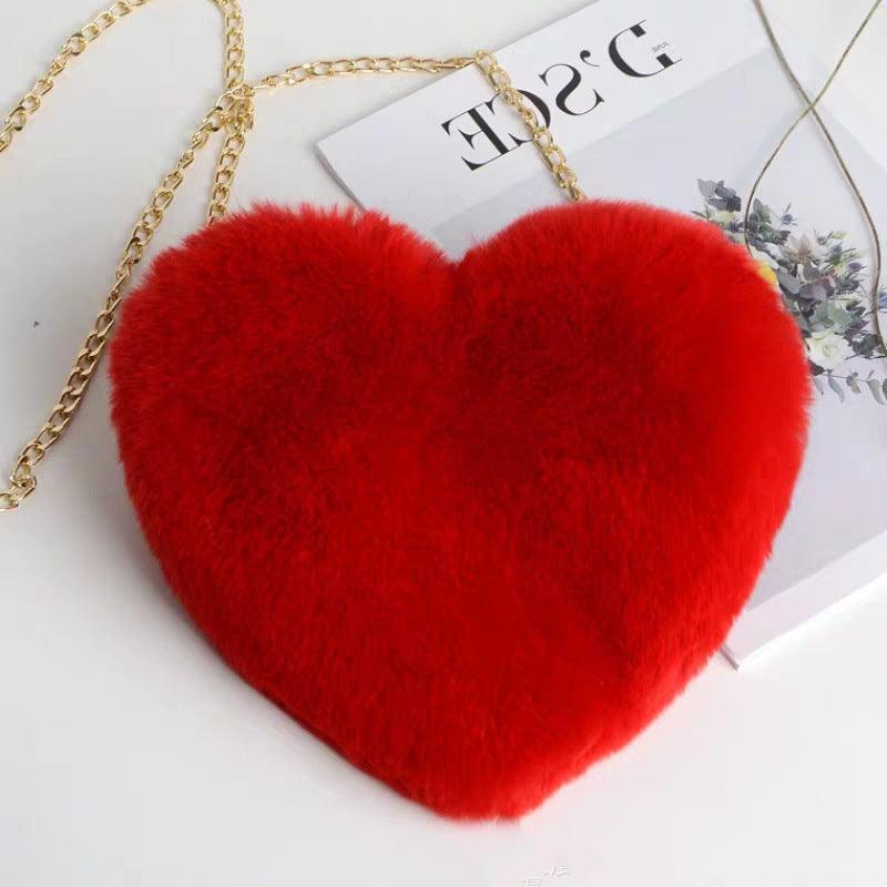Love Bags For Women Plush Chain Shoulder Bags Valentine's Day Party Bag - Amazitshop